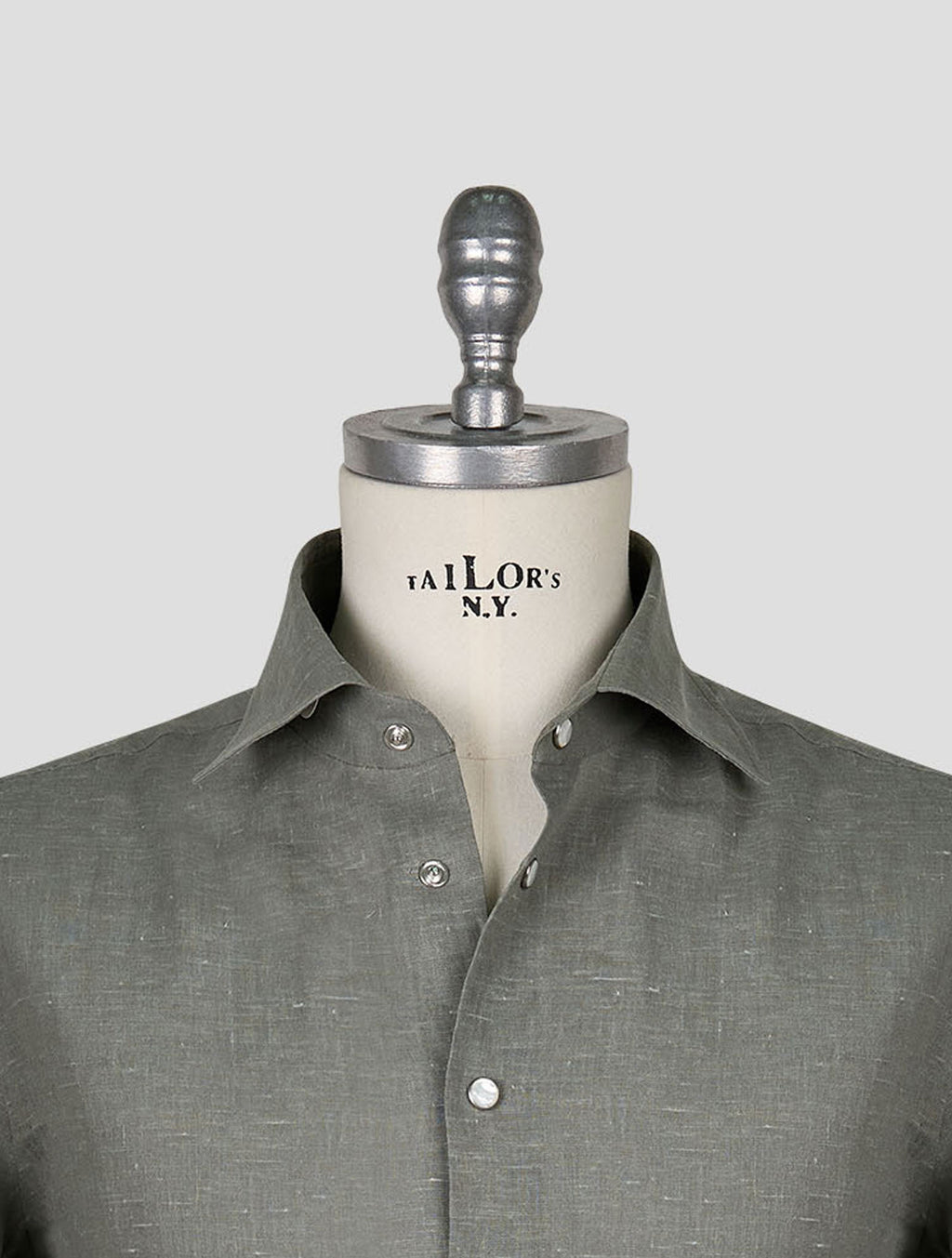 Kiton Khaki Linen Nerano Shirt 4