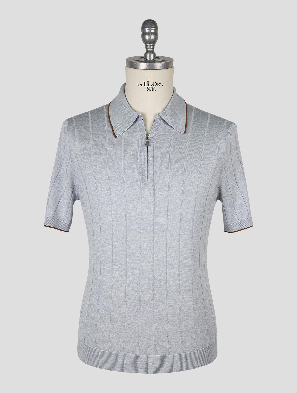 Gran Sasso Gray Silk Polo Half Zip 1