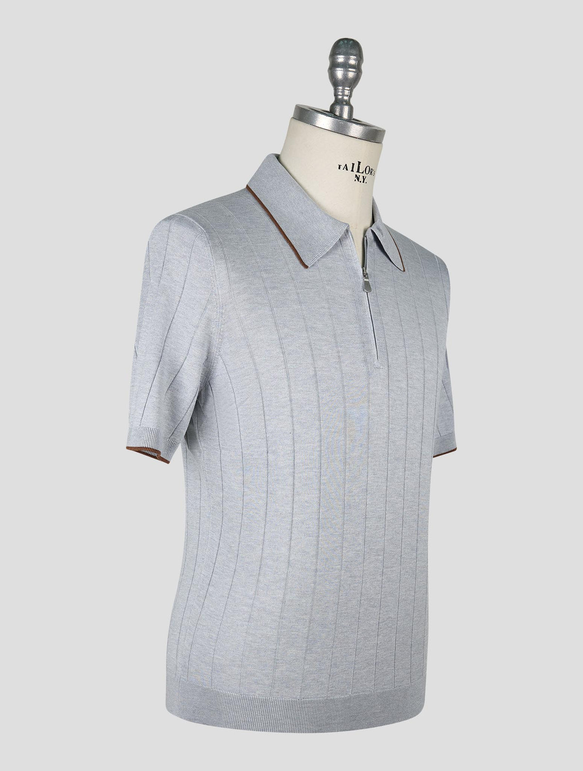 Gran Sasso Gray Silk Polo Half Zip 2