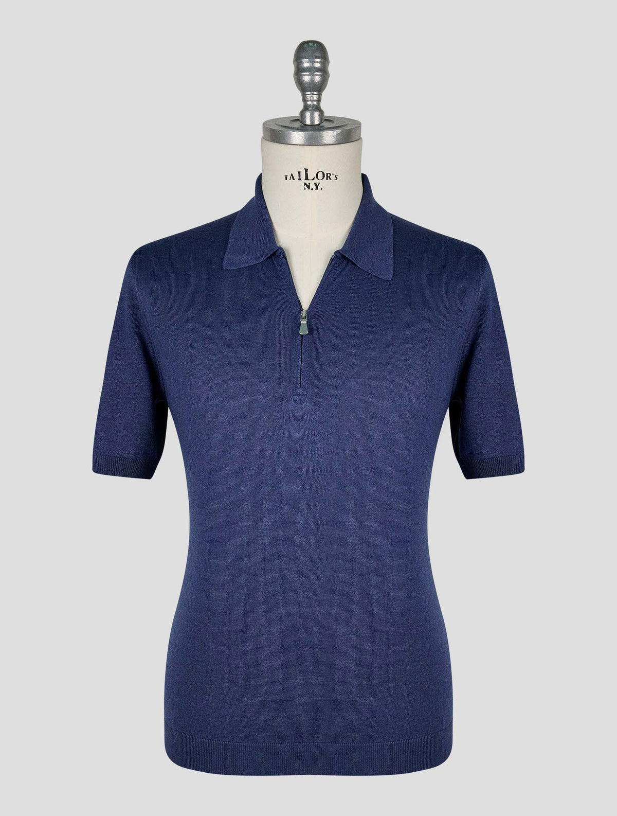 Gran Sasso Blue Silk Polo Half Zip 1