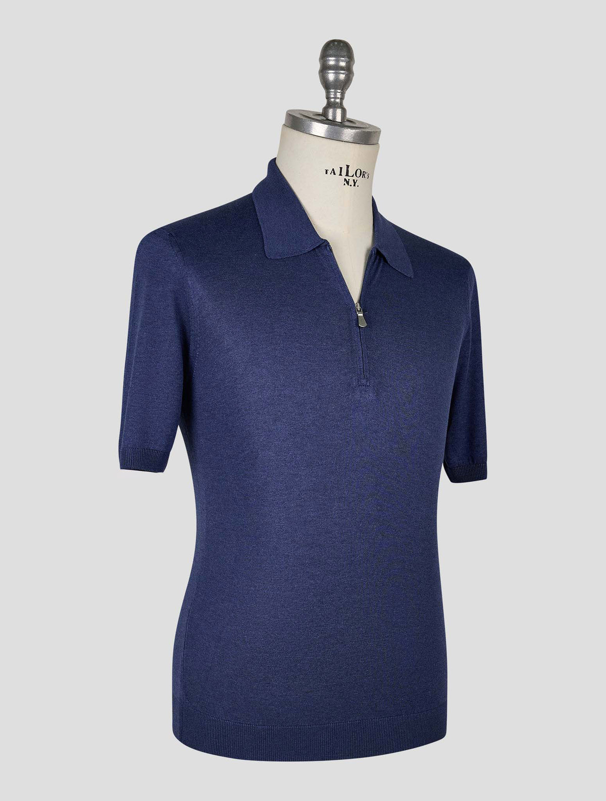 Gran Sasso Blue Silk Polo Half Zip 2