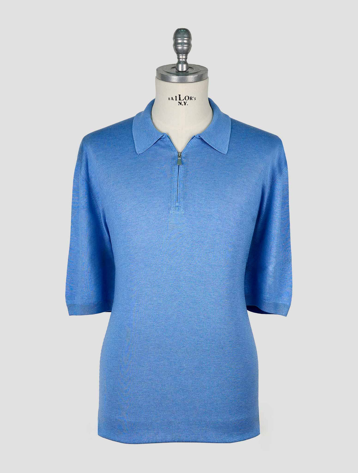 Gran Sasso Light Blue Silk Polo Half Zip 1