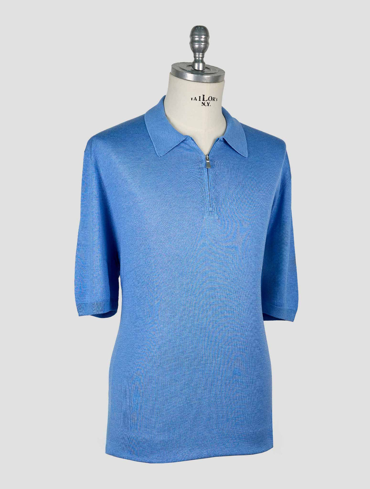 Gran Sasso Light Blue Silk Polo Half Zip 2