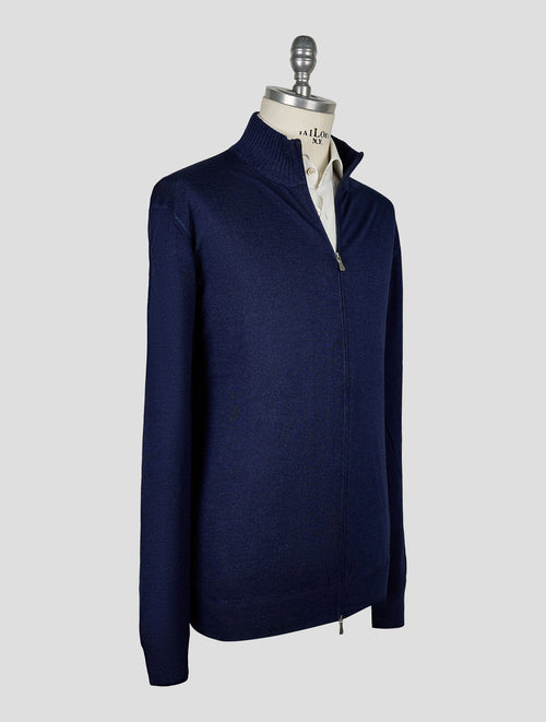 Gran Sasso Dark Blue Virgin Wool Sweater Full Zip 2