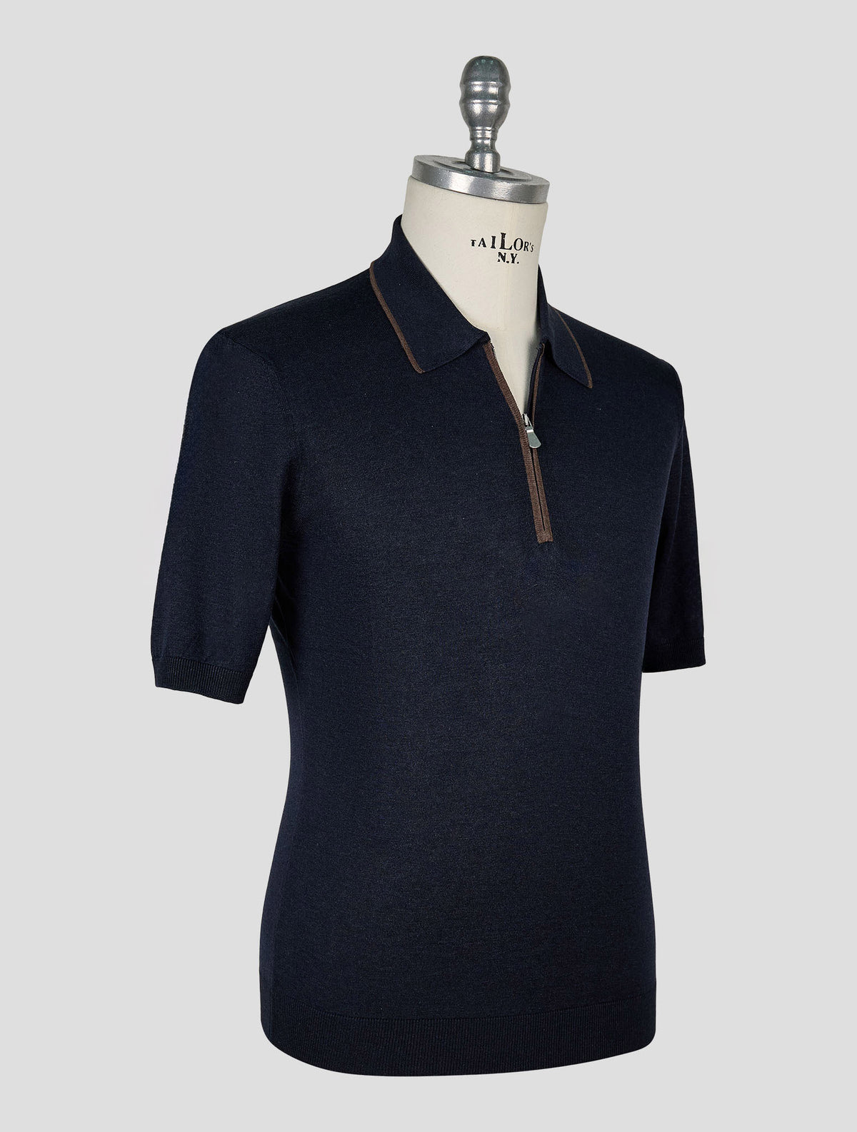 Gran Sasso Dark Blue Silk Polo Half Zip 2