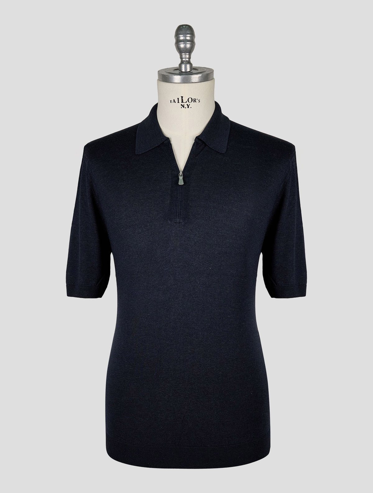 Gran Sasso Dark Blue Silk Polo Half Zip 1