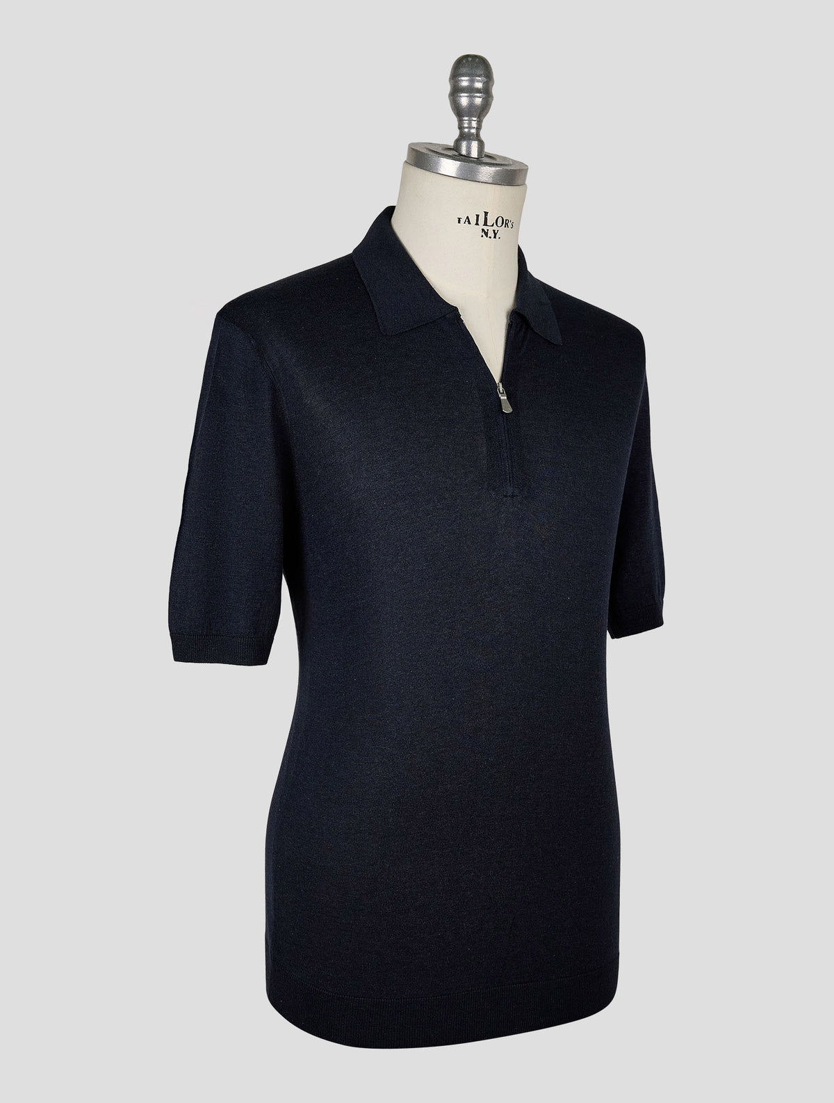 Gran Sasso Dark Blue Silk Polo Half Zip 2