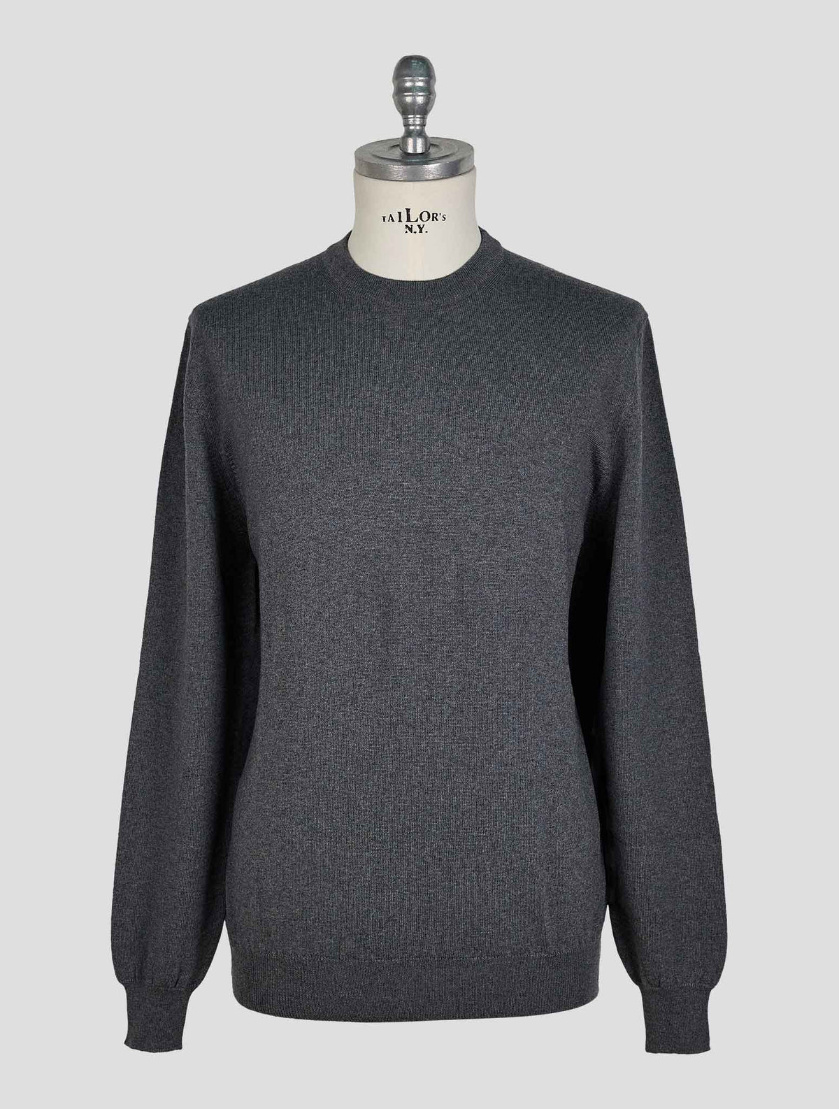 Finamore 1925 Dark Gray Wool Sweater Crewneck