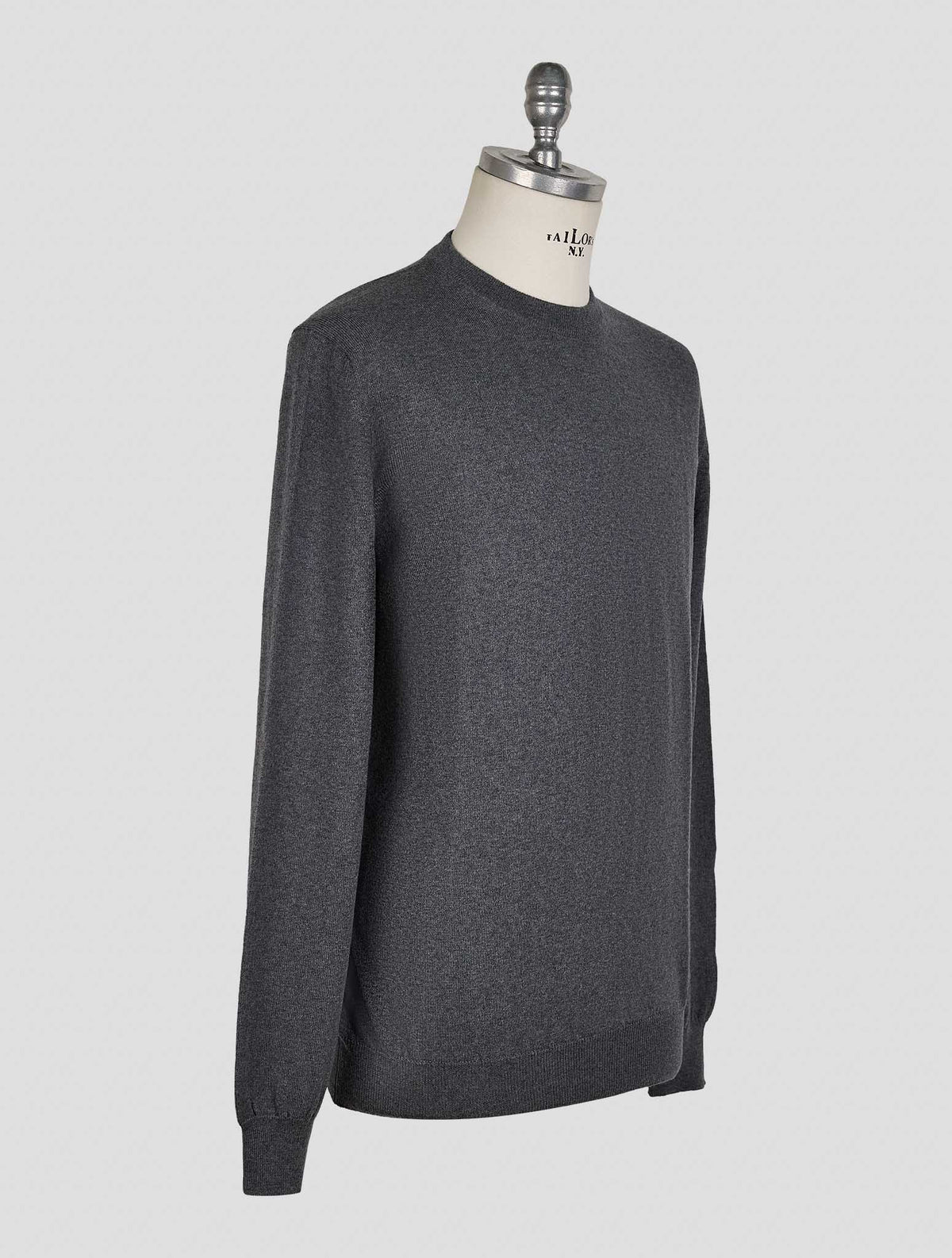 Finamore 1925 Dark Gray Wool Sweater Crewneck