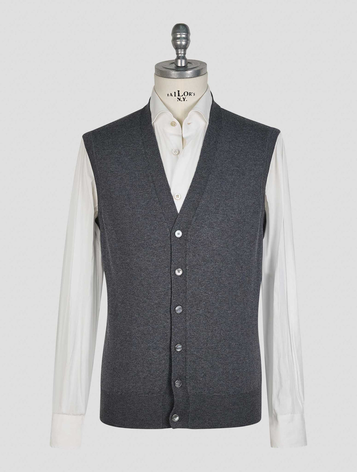 Finamore 1925 Dark Gray Wool Merino Gilet