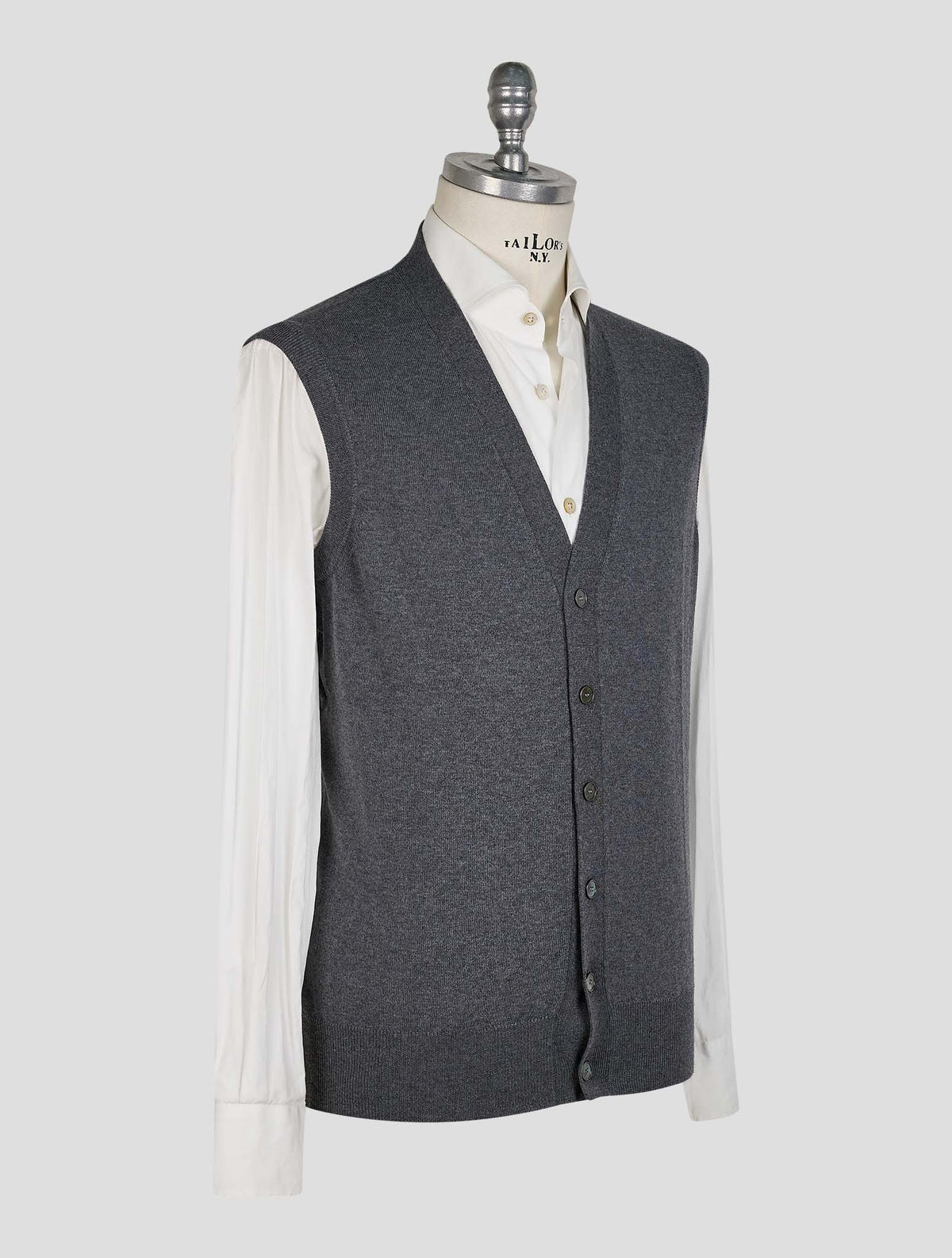 Finamore 1925 Dark Gray Wool Merino Gilet
