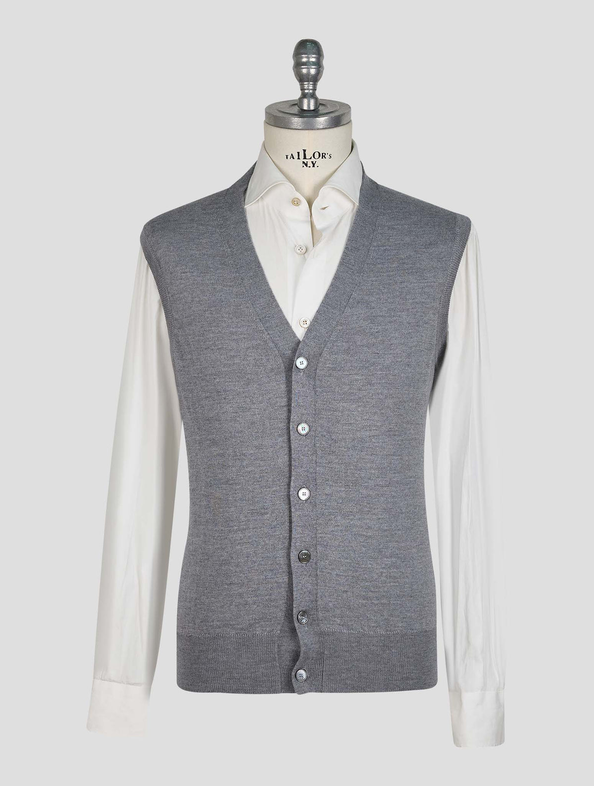 Finamore 1925 Gray Wool Merino Gilet