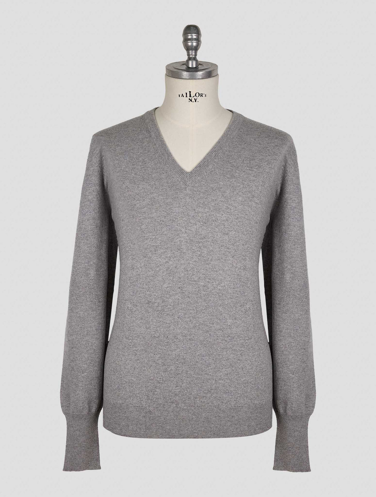 Finamore 1925 Light Gray Wool Sweater V-Neck