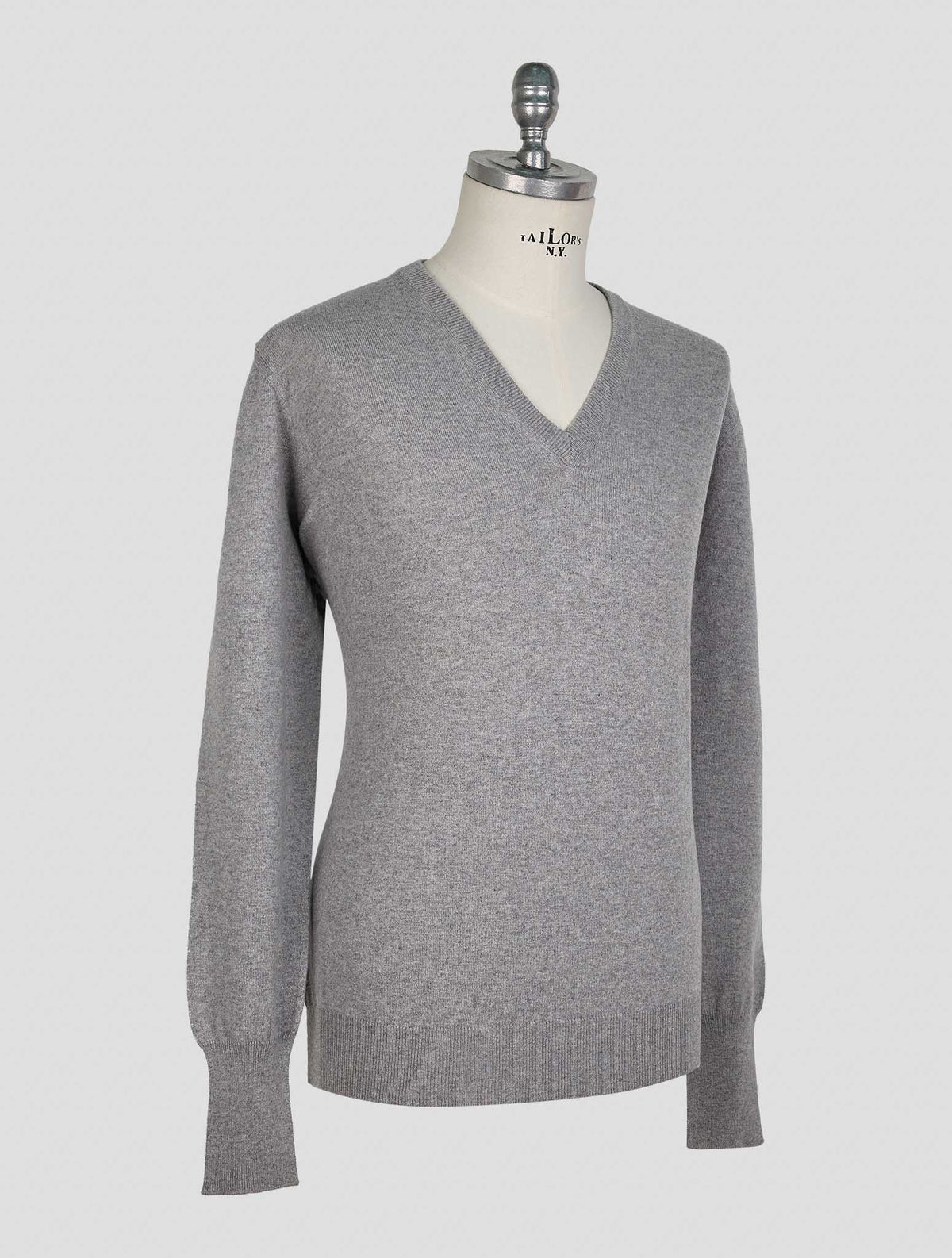 Finamore 1925 Light Gray Wool Sweater V-Neck