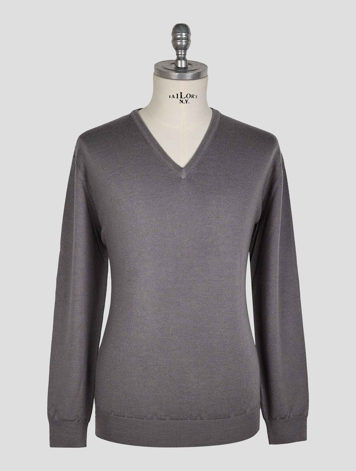 Finamore 1925 Gray Wool Sweater V-Neck