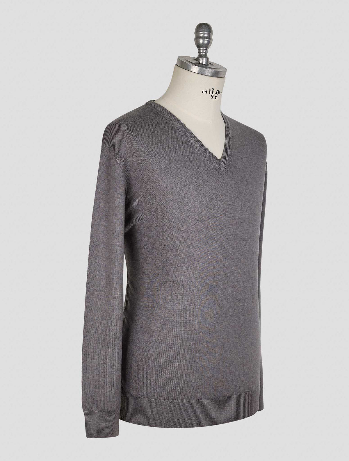 Finamore 1925 Gray Wool Sweater V-Neck