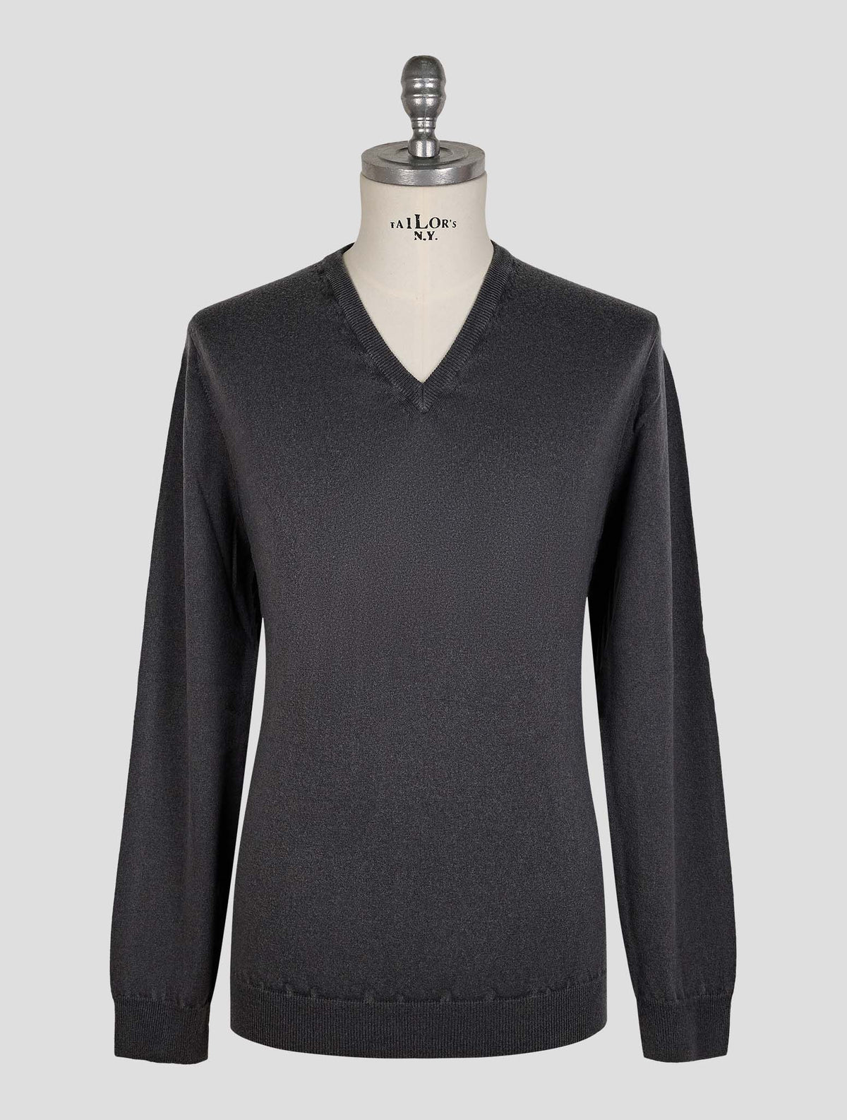 Finamore 1925 Dark Gray Wool Sweater V-Neck