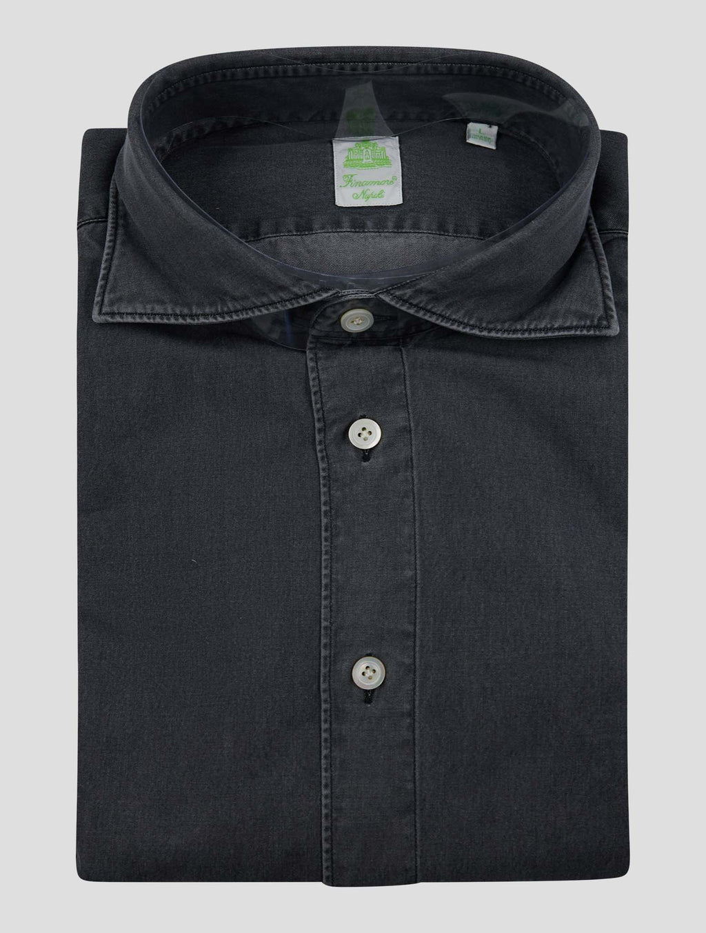 Finamore 1925 Dark Gray Cotton Shirt Bali