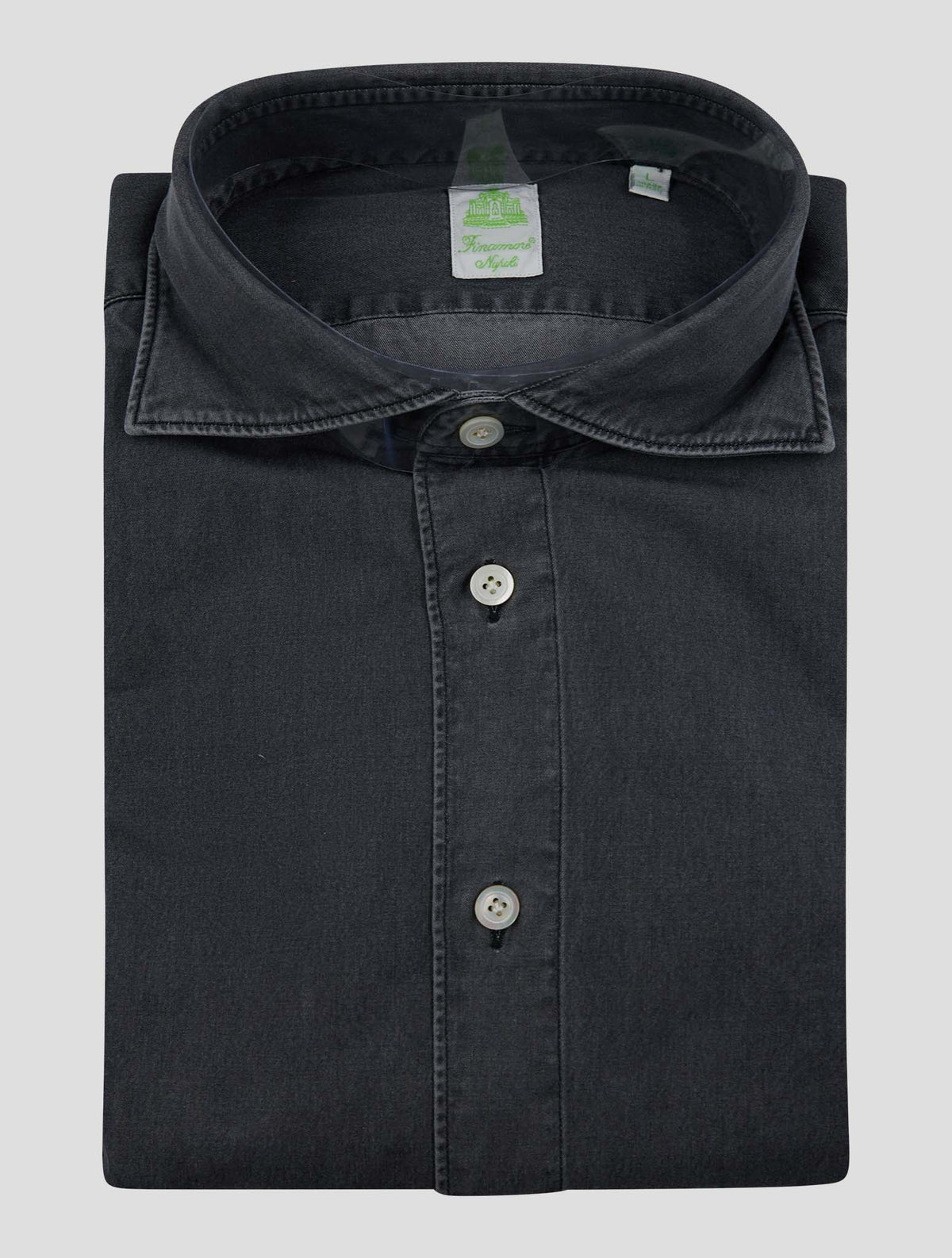 Finamore 1925 Dark Gray Cotton Shirt Bali