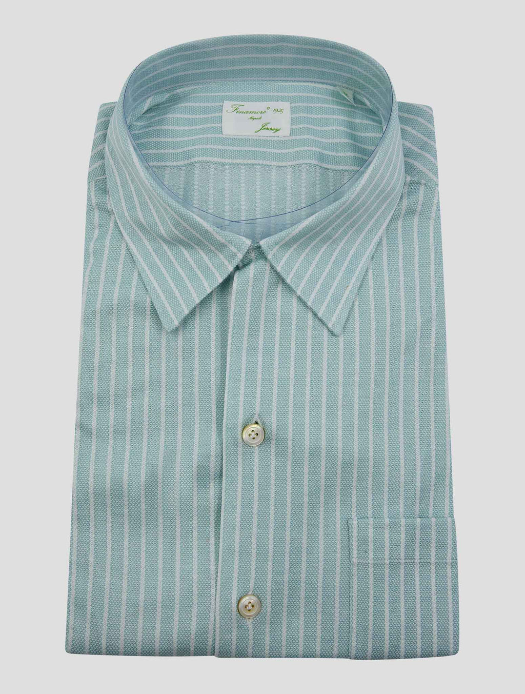 Finamore 1925 Green White Cotton Shirt BART