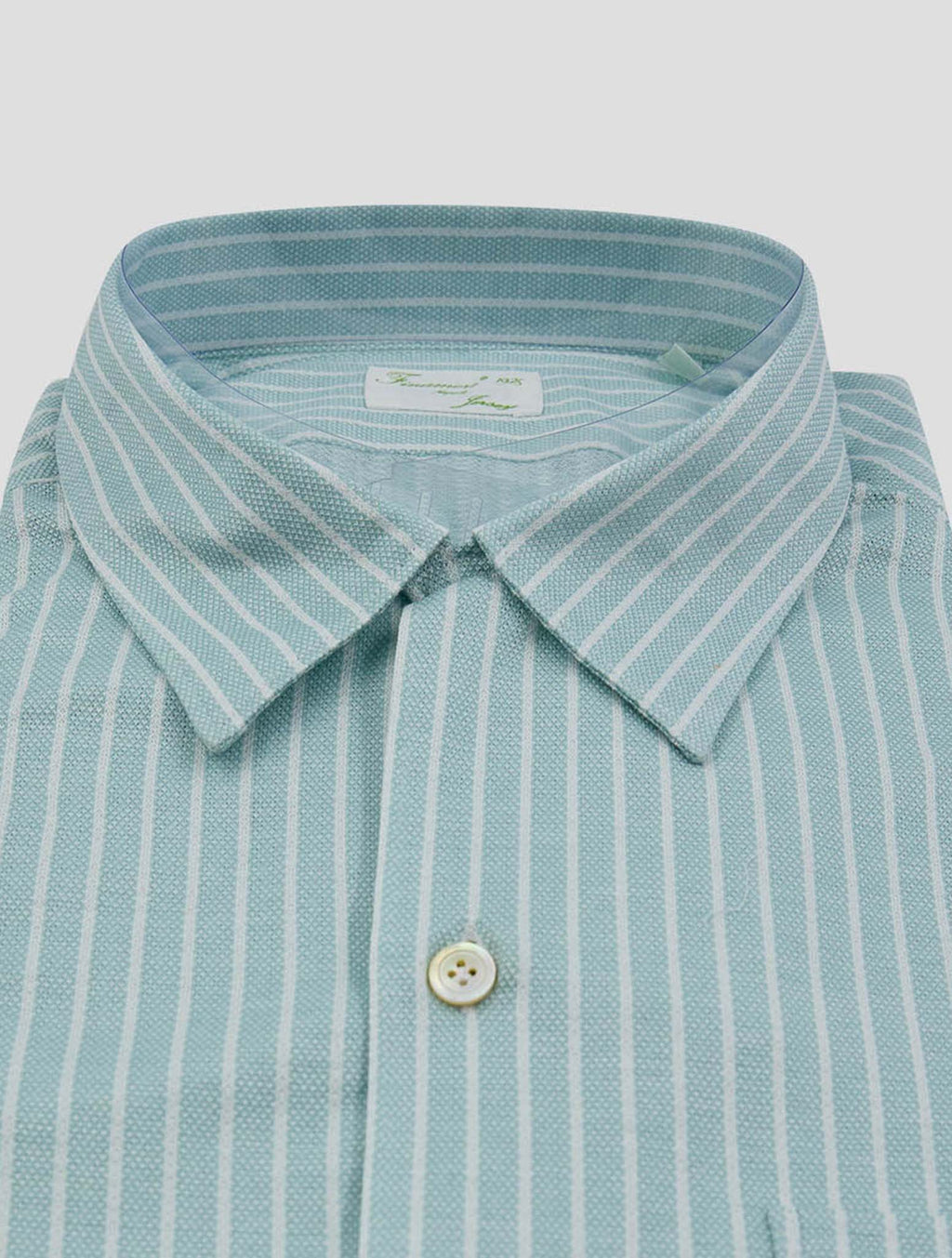 Finamore 1925 Green White Cotton Shirt BART
