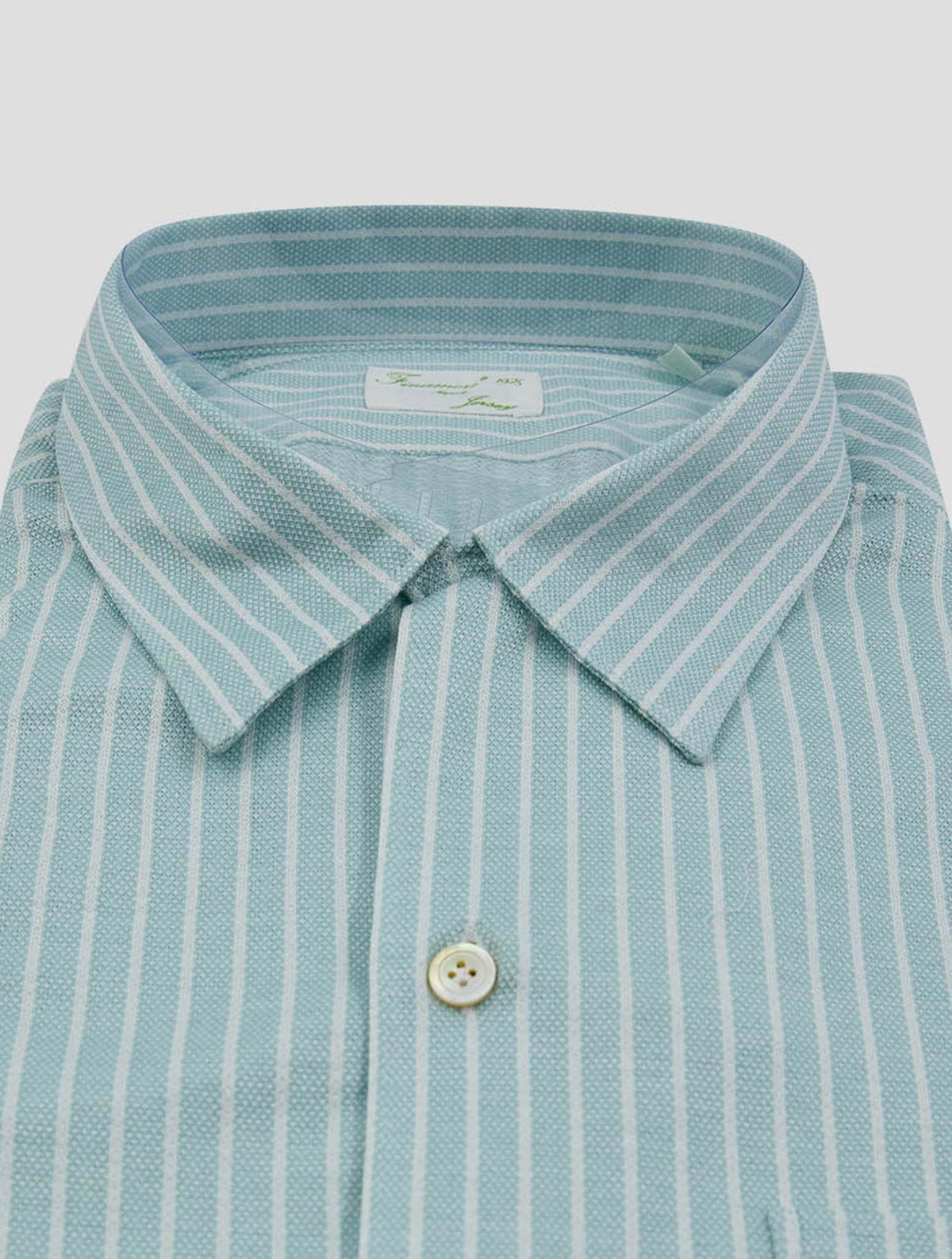 Finamore 1925 Green White Cotton Shirt BART