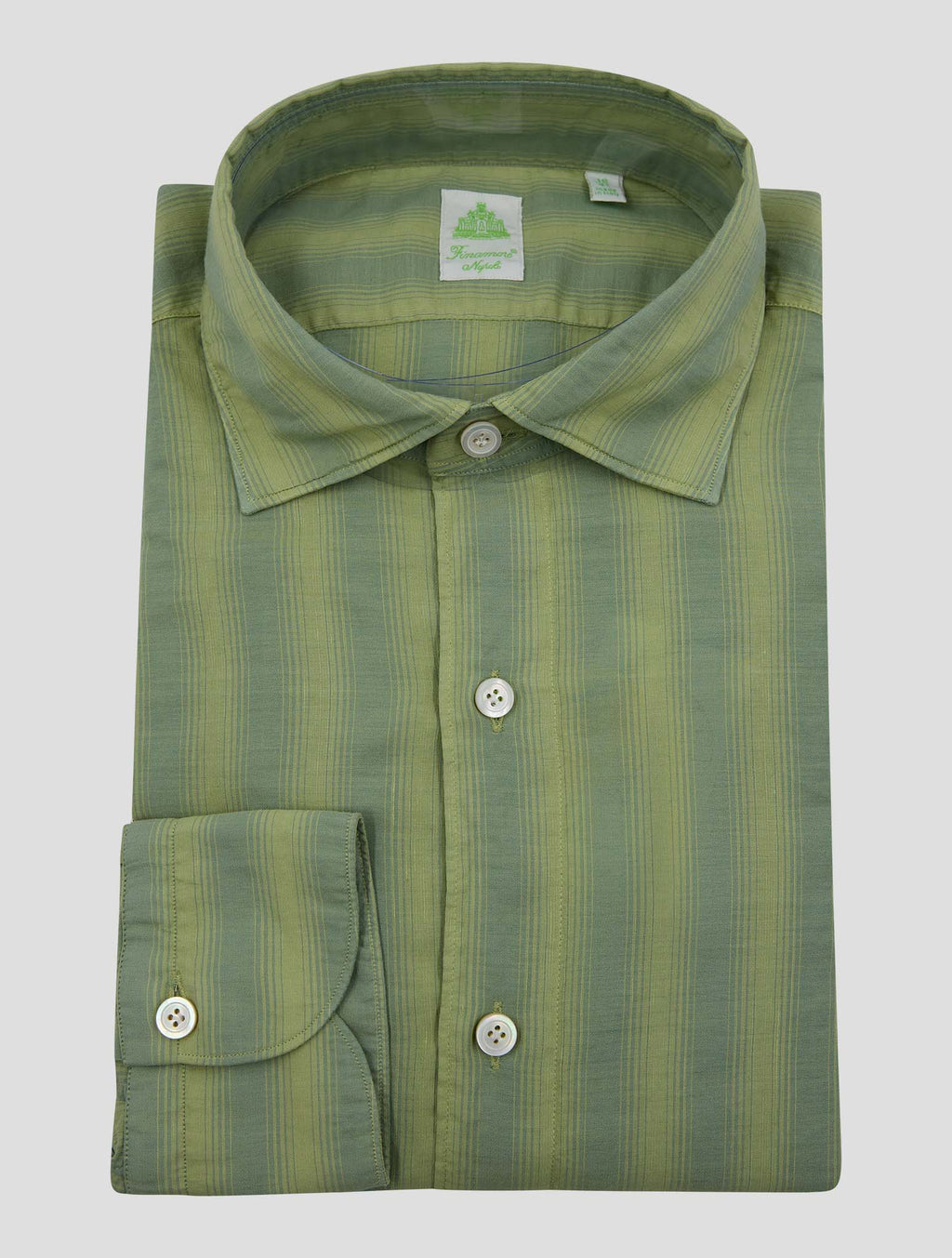 Finamore 1925 Green Cotton Linen Shirt Tokyo