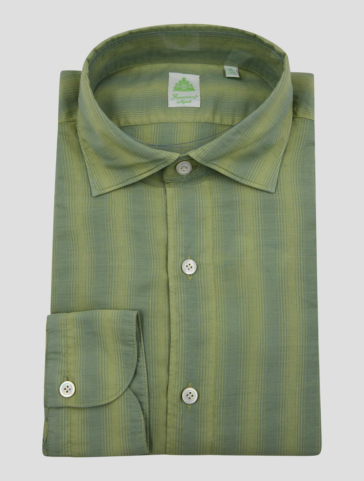 Finamore 1925 Green Cotton Linen Shirt Tokyo