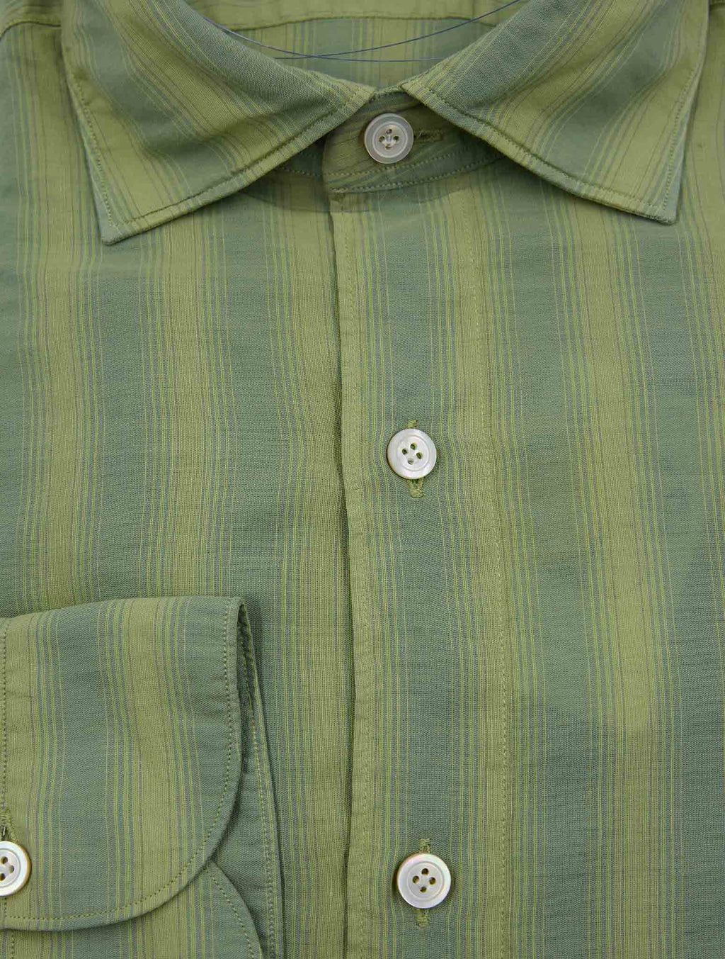 Finamore 1925 Green Cotton Linen Shirt Tokyo