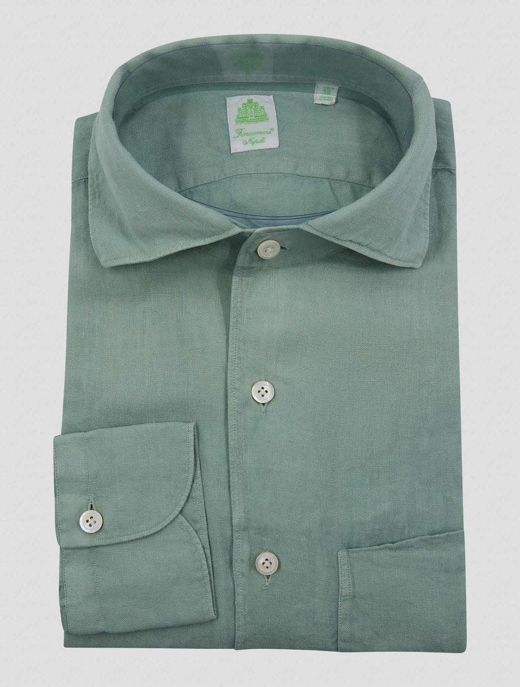 Finamore 1925 Light Green Linen Shirt GAETA