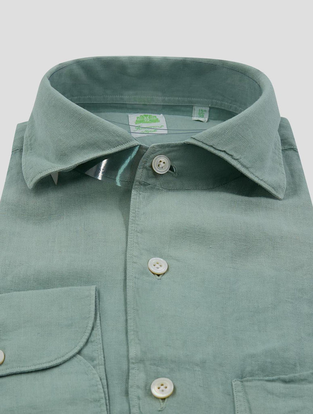 Finamore 1925 Light Green Linen Shirt GAETA