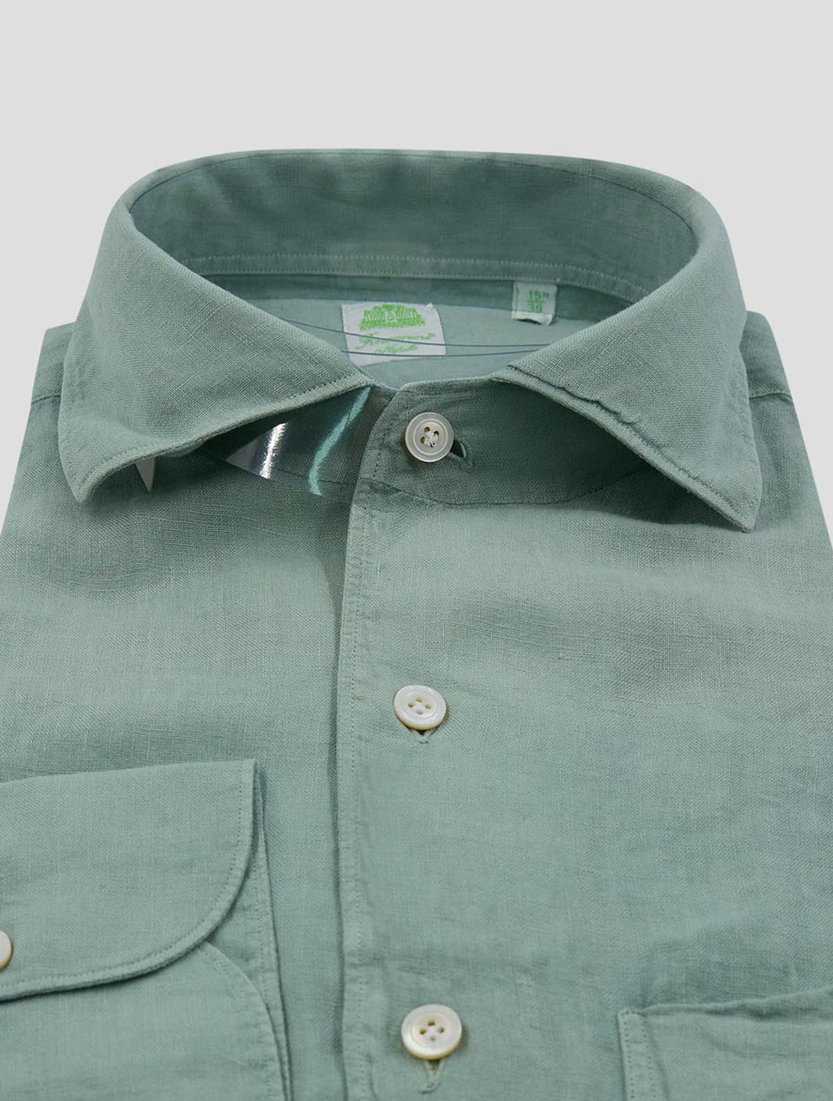 Finamore 1925 Light Green Linen Shirt GAETA