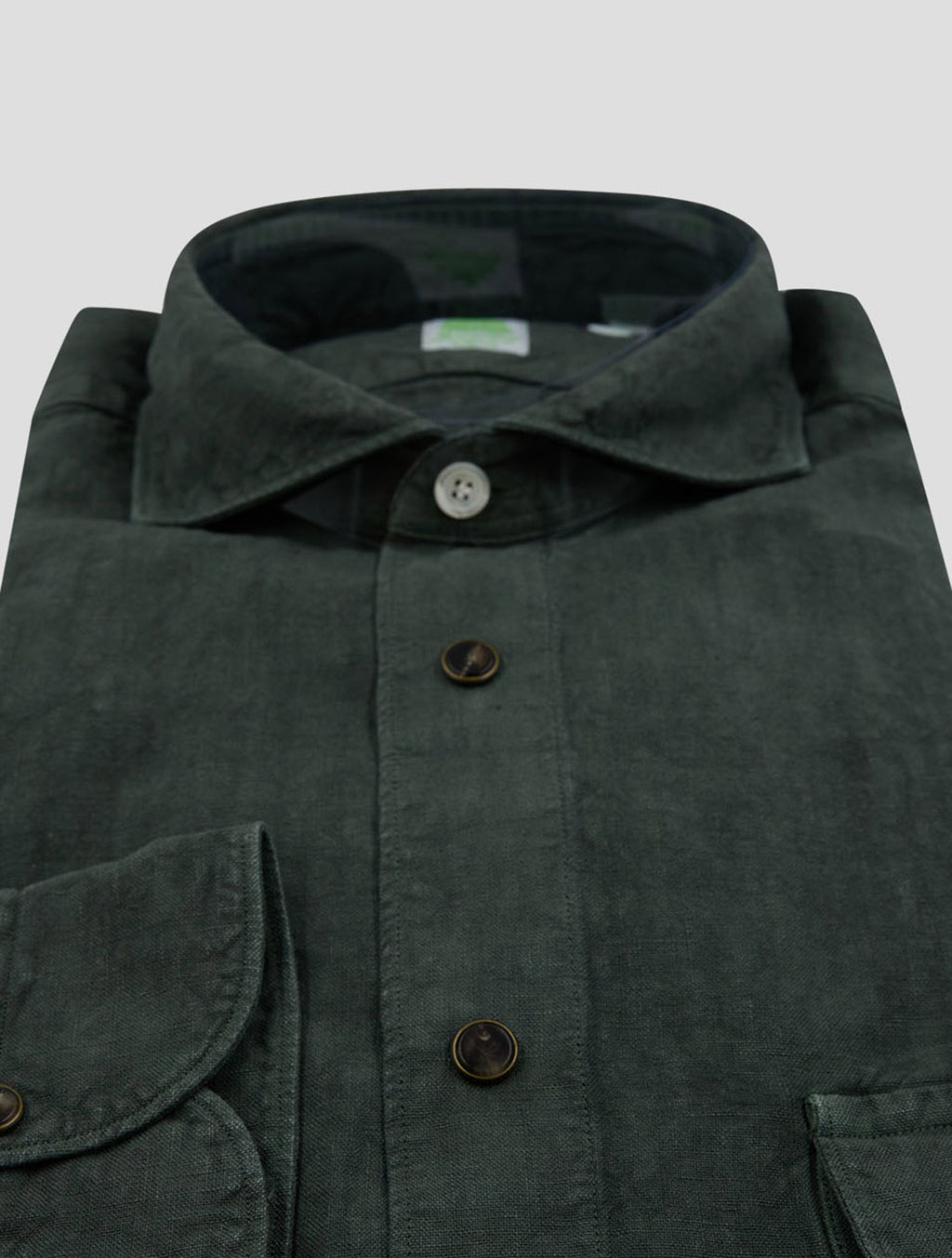 Finamore 1925 Green Linen Shirt Maratea
