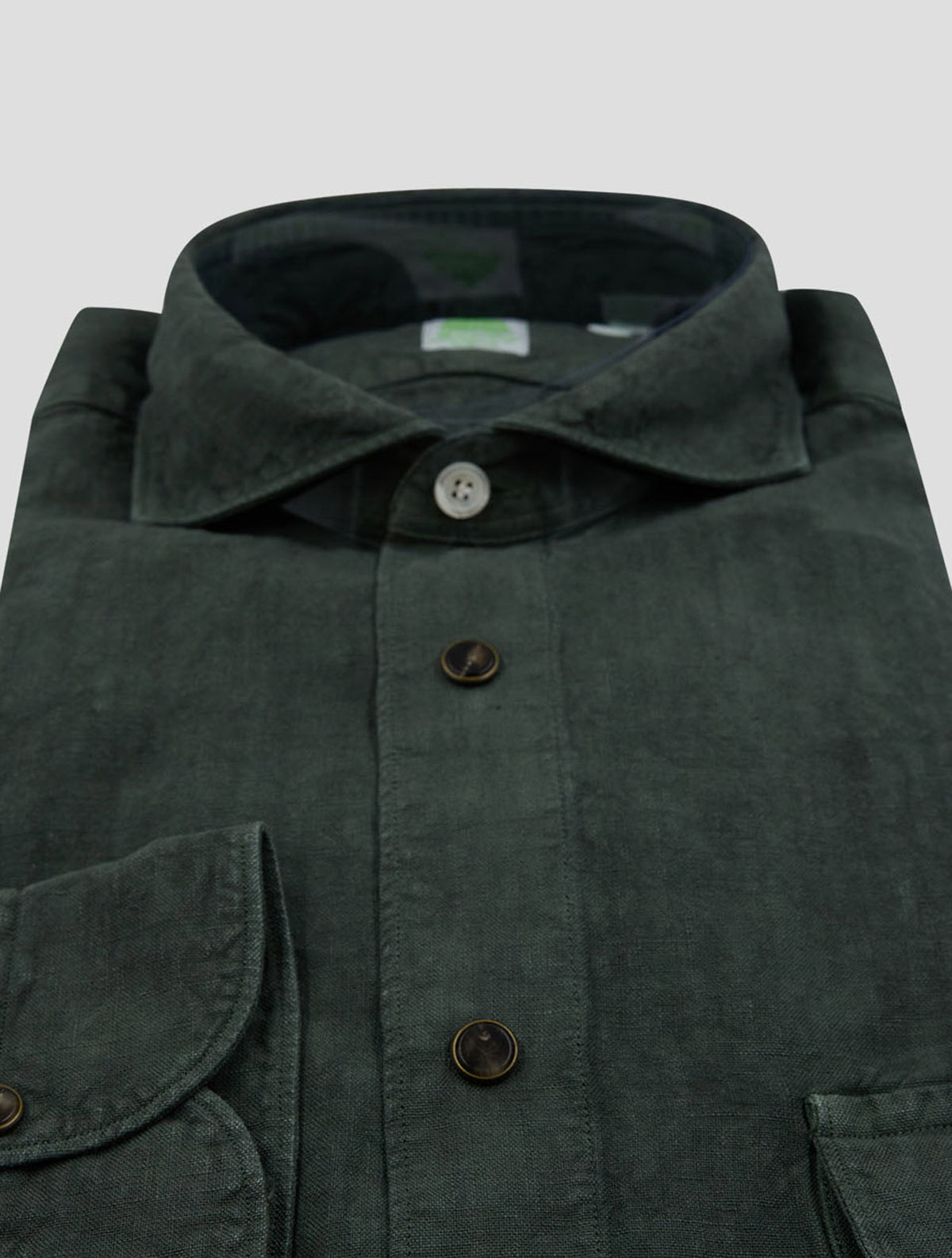 Finamore 1925 Green Linen Shirt Maratea