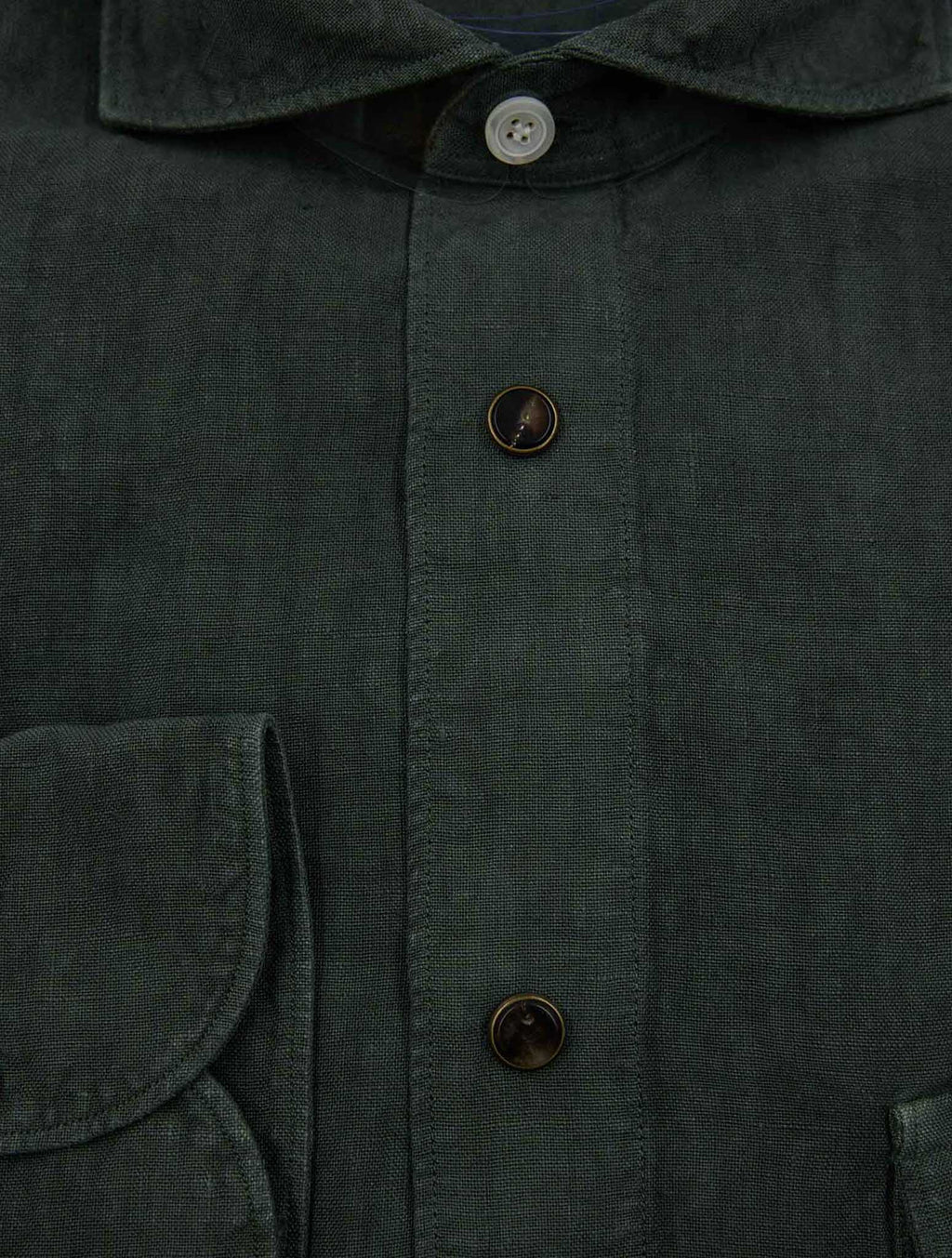 Finamore 1925 Green Linen Shirt Maratea