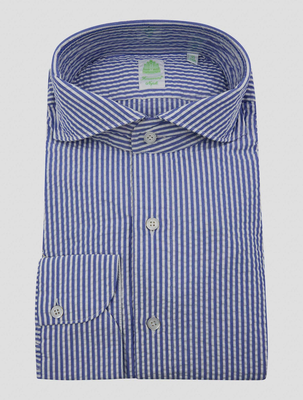 Finamore 1925 Blue White Cotton Shirt TOKYO
