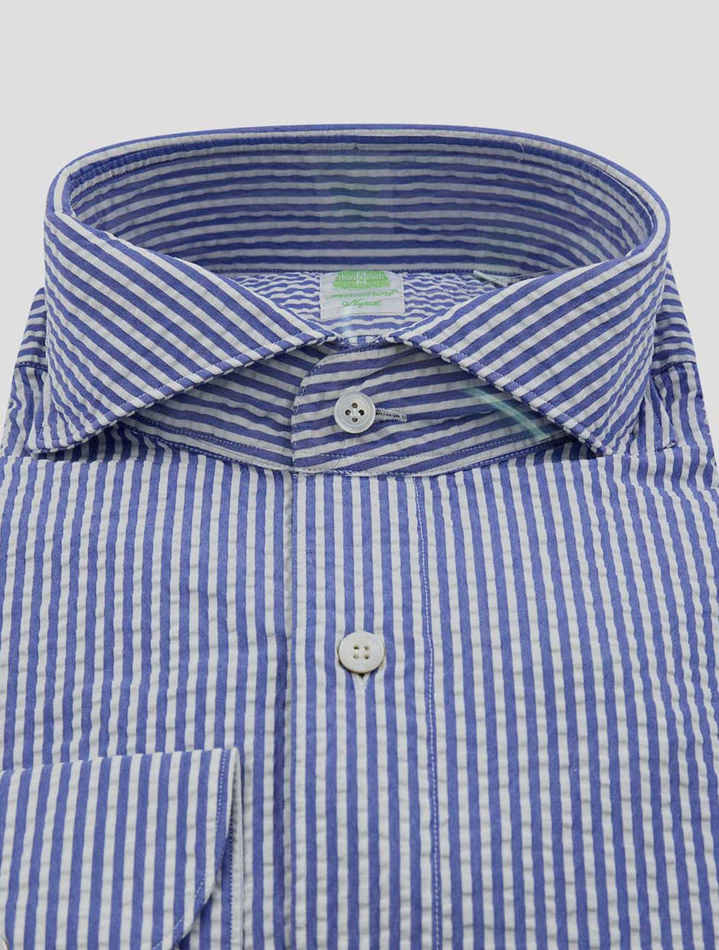 Finamore 1925 Blue White Cotton Shirt TOKYO