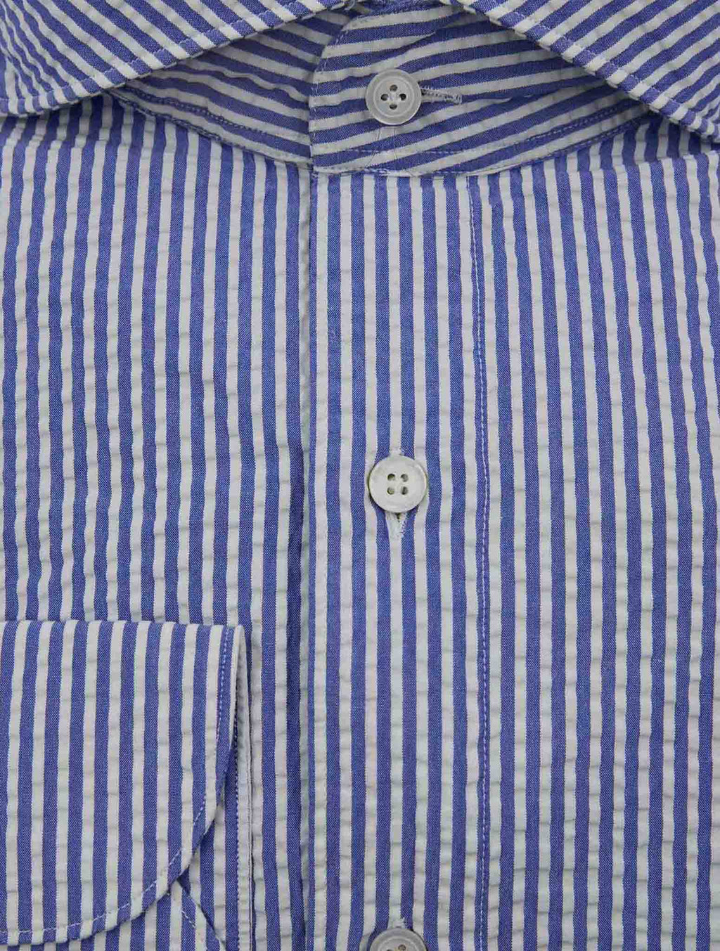 Finamore 1925 Blue White Cotton Shirt TOKYO