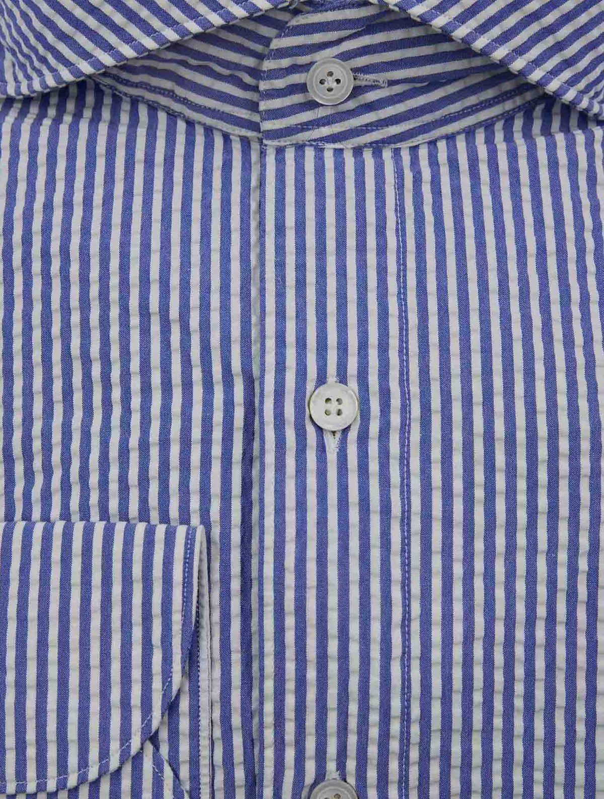 Finamore 1925 Blue White Cotton Shirt TOKYO