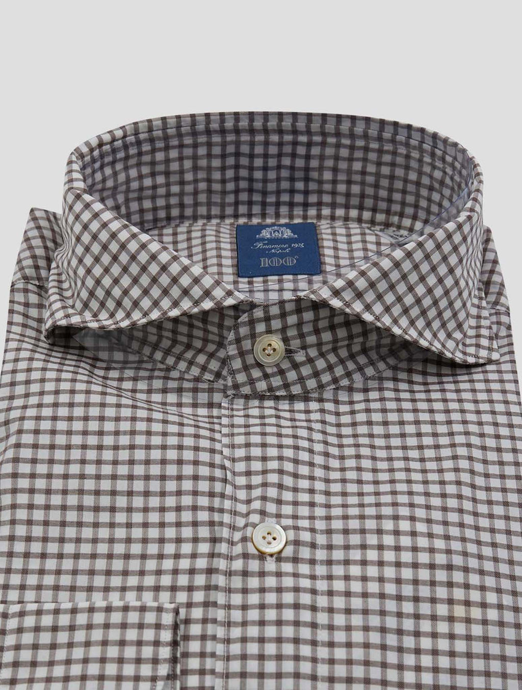 Finamore 1925 Brown White Cotton Shirt Tokyo