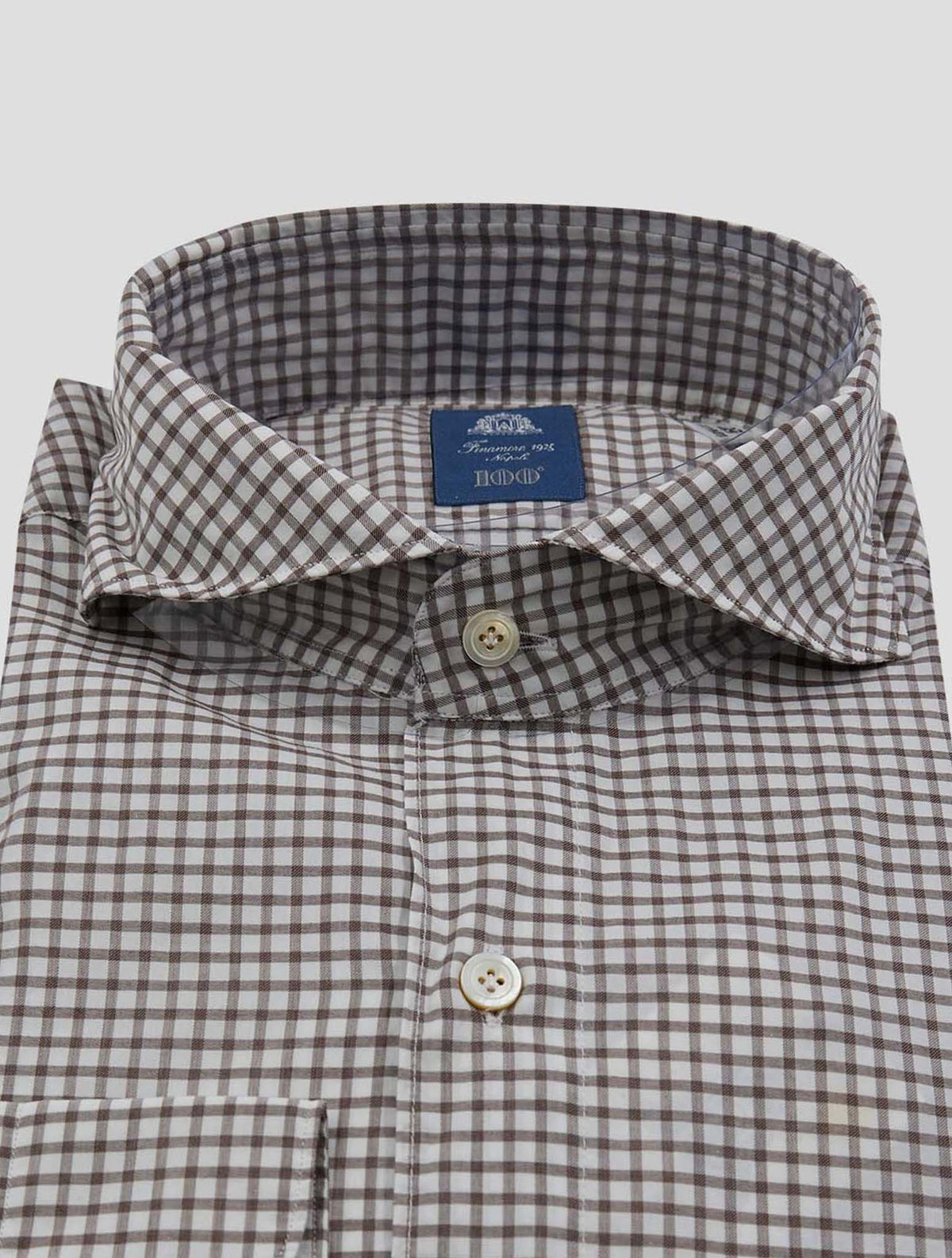 Finamore 1925 Brown White Cotton Shirt Tokyo