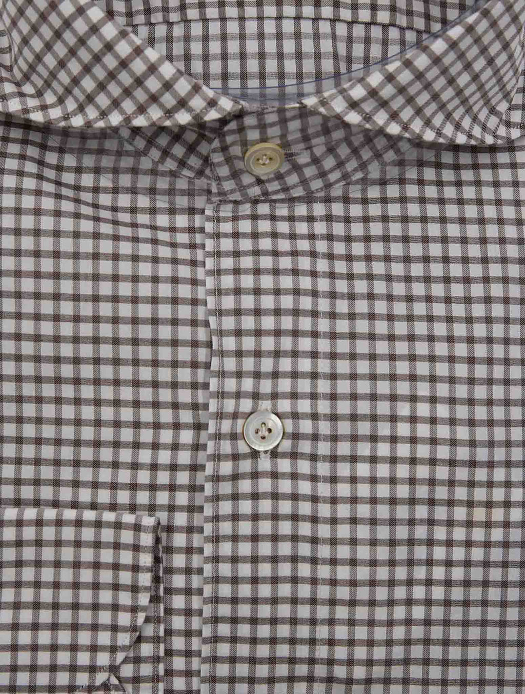 Finamore 1925 Brown White Cotton Shirt Tokyo