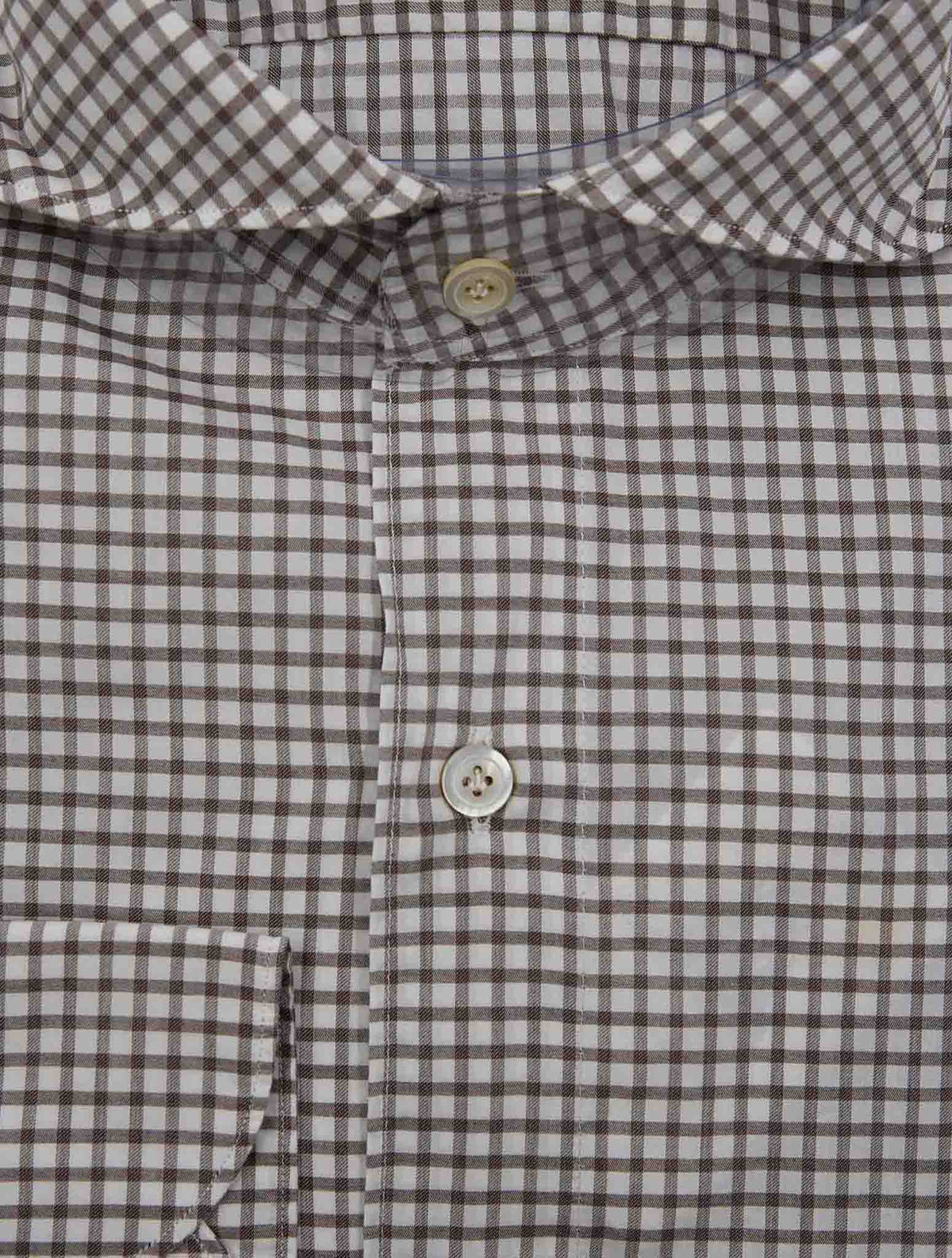 Finamore 1925 Brown White Cotton Shirt Tokyo