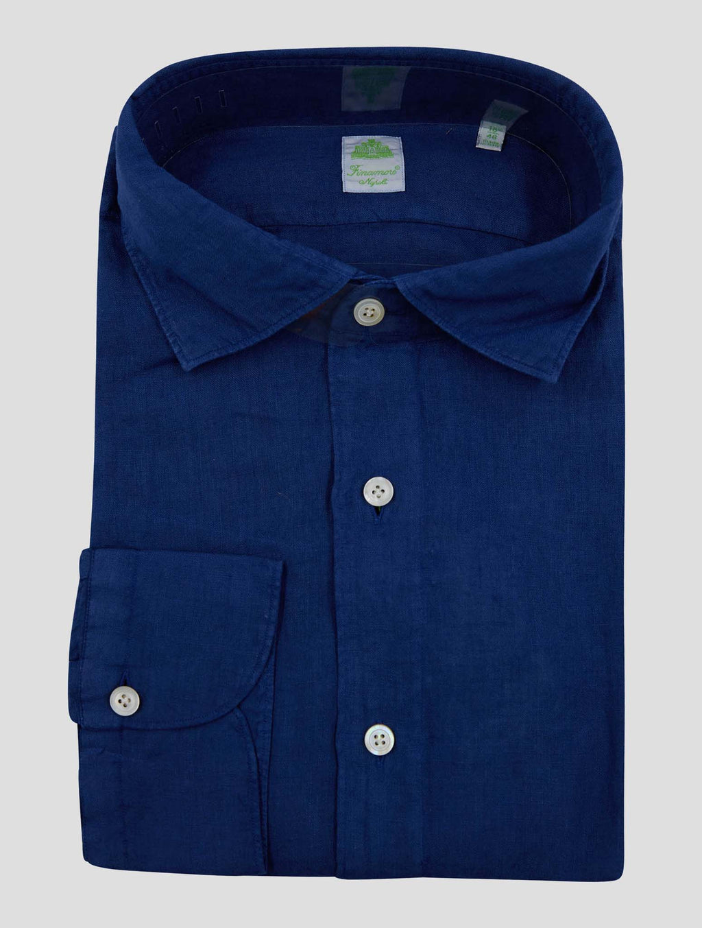 Finamore 1925 Dark Blue Linen Shirt Tokyo