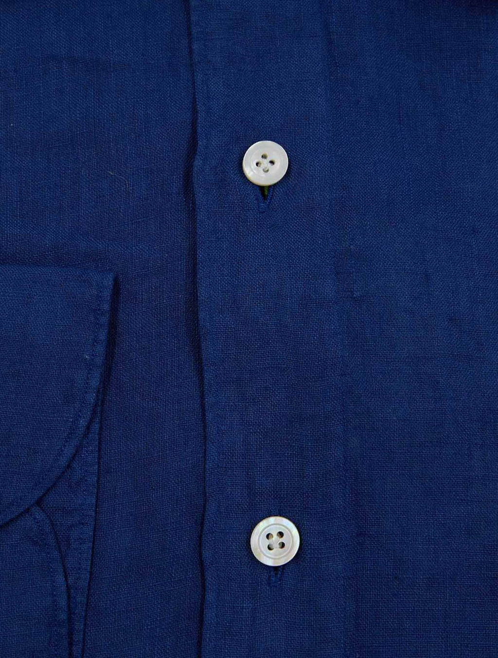 Finamore 1925 Dark Blue Linen Shirt Tokyo