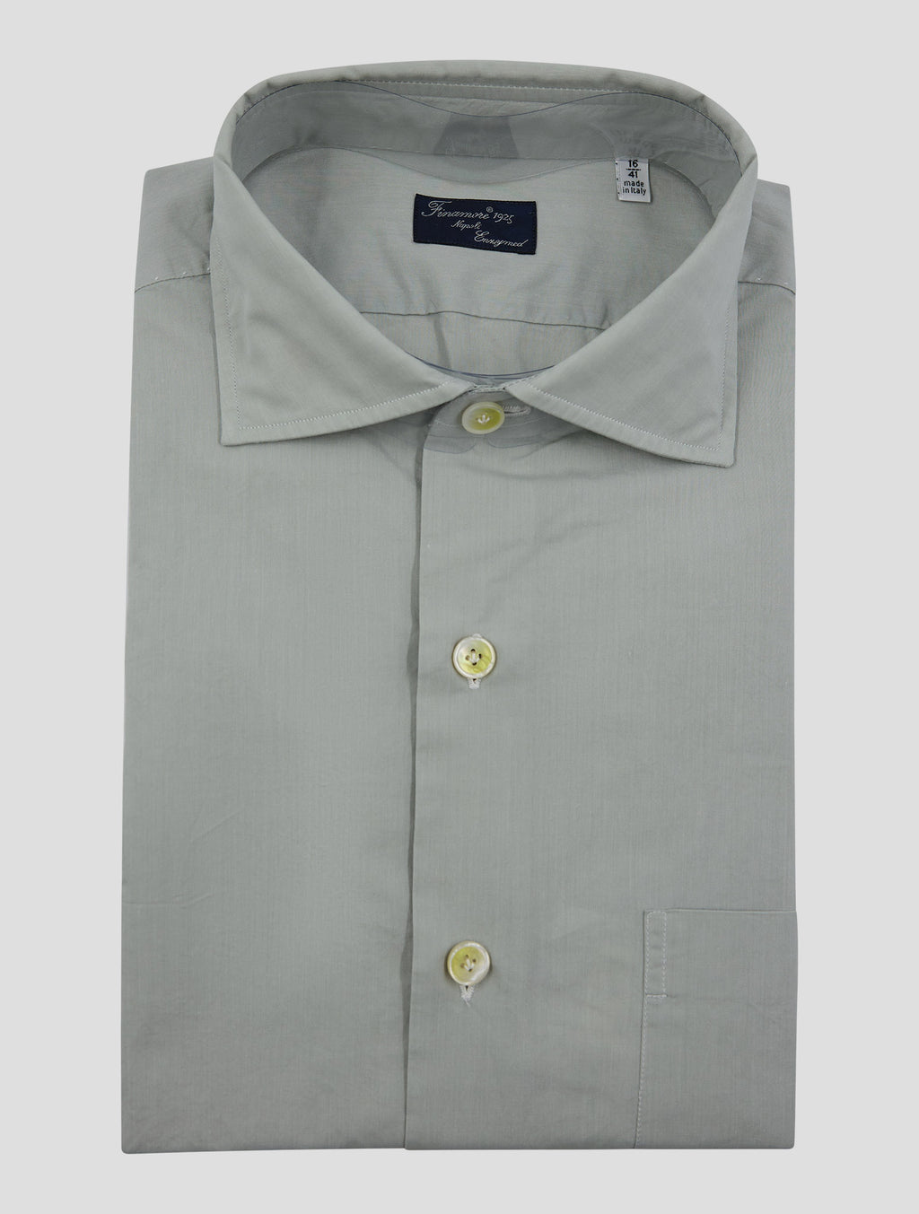 Finamore 1925 Gray Cotton Shirt Napoli