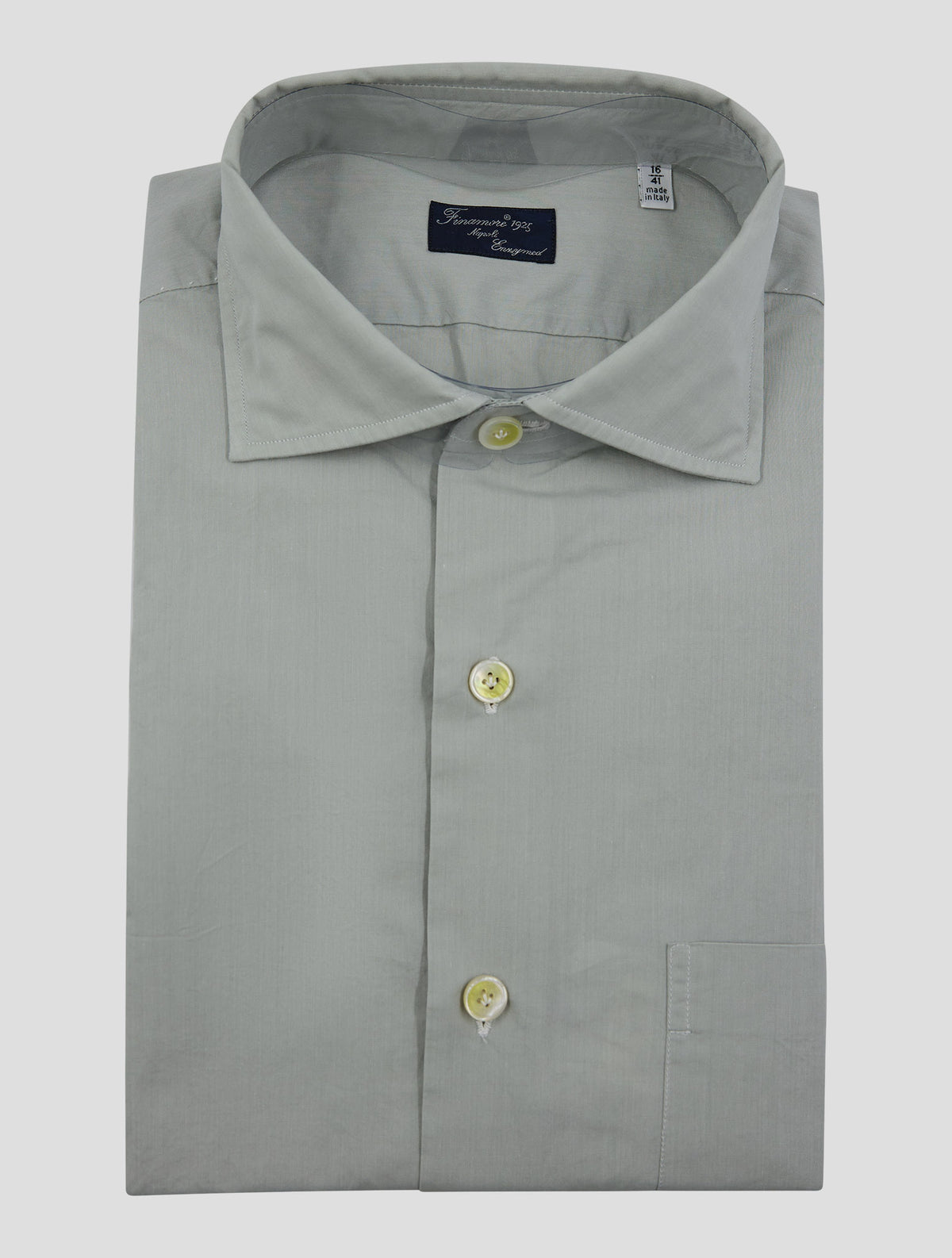 Finamore 1925 Gray Cotton Shirt Napoli