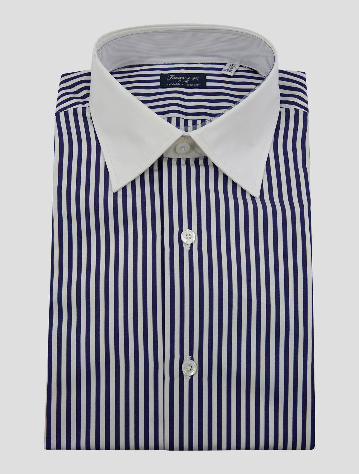Finamore 1925 Blue White Cotton Shirt NAPOLI