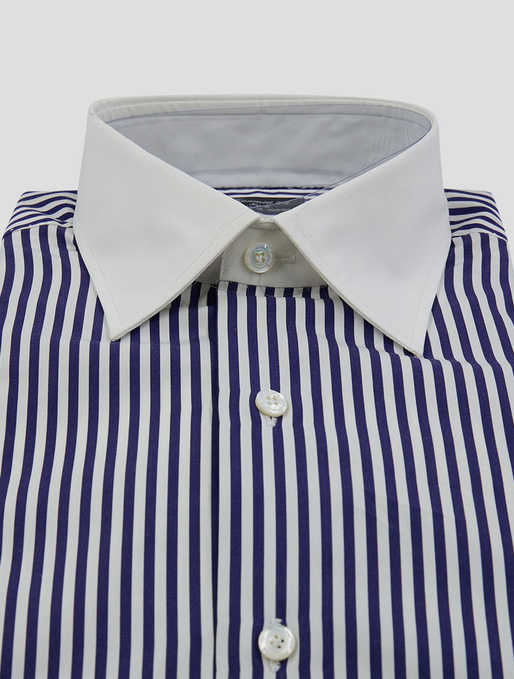 Finamore 1925 Blue White Cotton Shirt NAPOLI