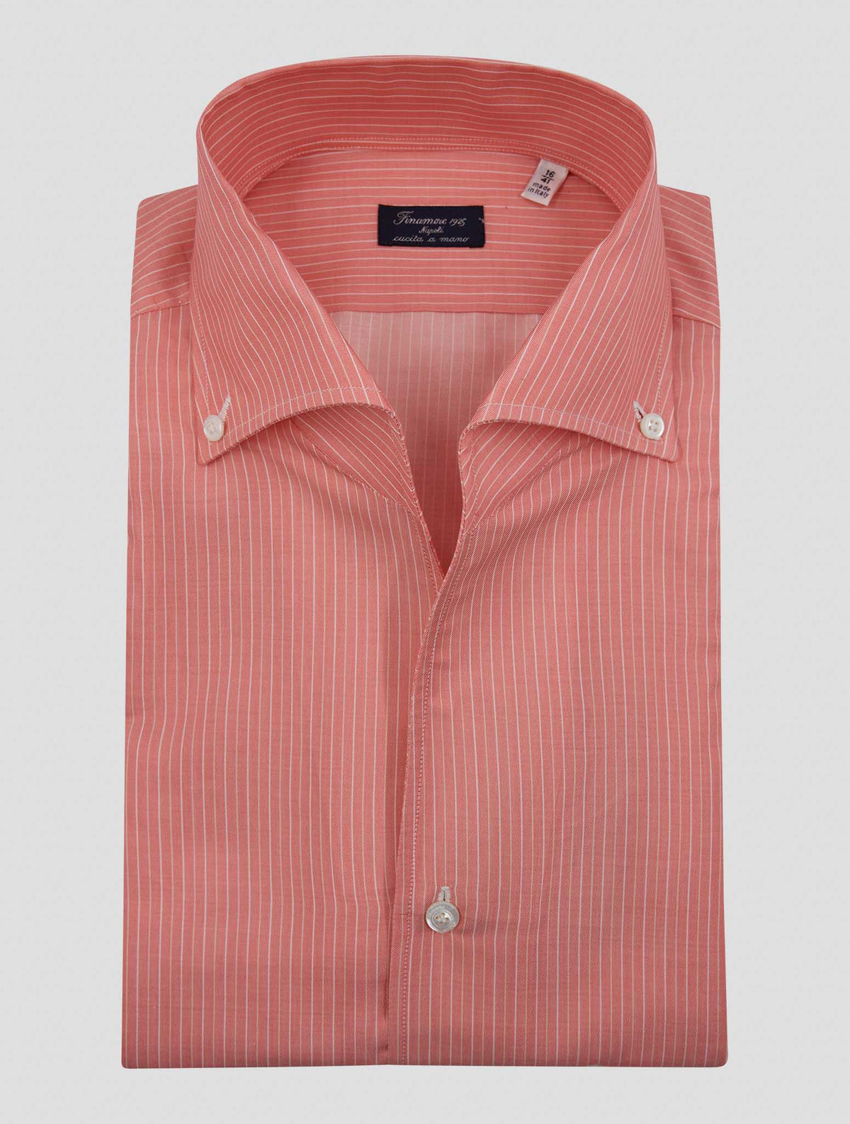 Finamore 1925 Pink White Cotton Shirt Napoli
